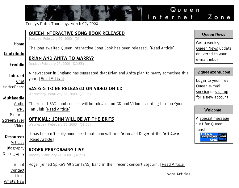 Queenzone.com in 2000