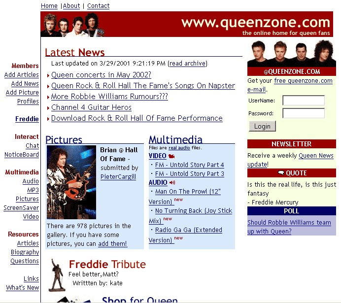 Queenzone.com in 2002